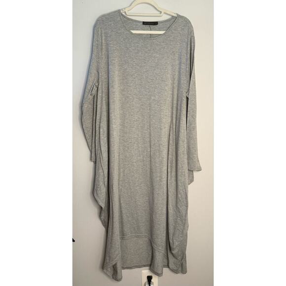 Zanzea Collection Dresses & Skirts - Zanzea Gray Long Sleeve Round Neck Asymmetric Hi-lo Maxi Dress Sz 5XL Avantgarde